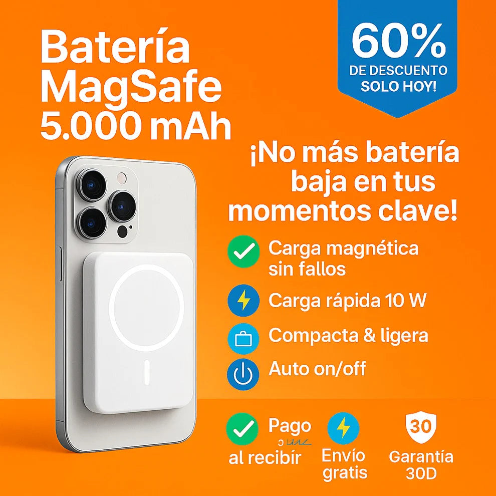 FOTO8 🔋 POWER BANK MAGSAFE 5000MAH – CARGA INSTANTÁNEA POR INDUCCIÓN Y USB, ¡ADIÓS A LA BATERÍA BAJA! 60% OFF HOY⚡ - Imagen 1