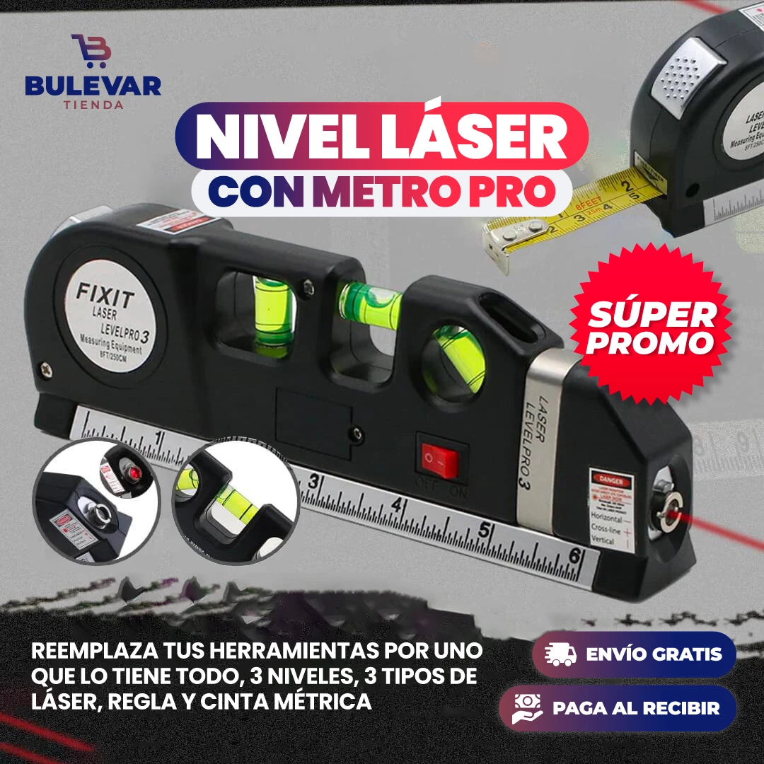 1-laser-nivel_1.jpg METRO CON NIVEL LASER 4 EN 1 👷♂️ - Imagen 1