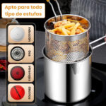 Olla Freidora de Acero Inoxidable con Canasta - Imagen 6